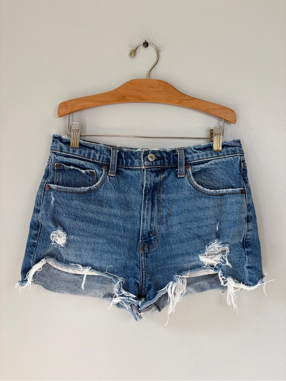 Abercrombie & Fitch The Mom High Rise Distressed Jean Shorts Size 28/6